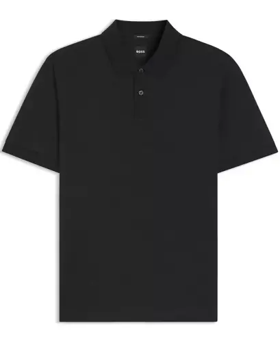 Men's Mercerised-Cotton Polo Shirt-Black - 3