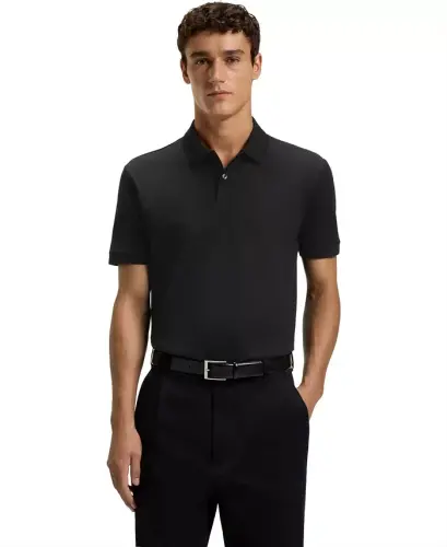 Men's Mercerised-Cotton Polo Shirt - Black - 1
