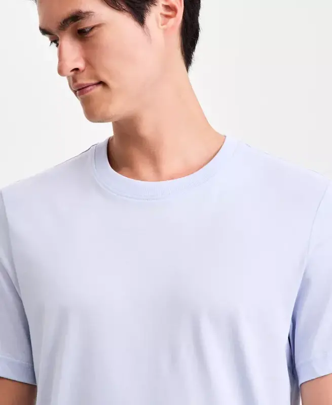 Erkek Merserize Pamuk Kısa Kollu Bisiklet Yaka T-Shirt, Modazone Özel - Lavanta Buz - 2