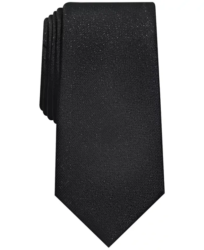 Men's Metallic Texture Slim Tie, Created for Modazone - Black - 1