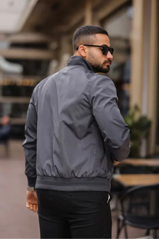 Erkek Mevsimlik Bomber Kolej Ceket - füme bndk - 3