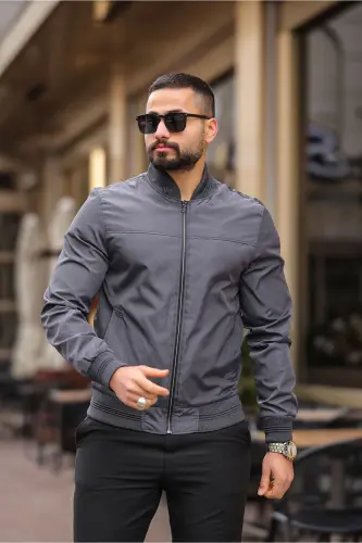 Erkek Mevsimlik Bomber Kolej Ceket - füme bndk - 4
