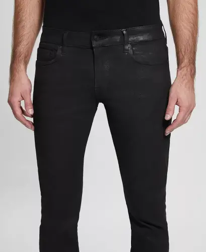 Men's Miami Black Coated Skinny Jeans - Dark Wash - 4