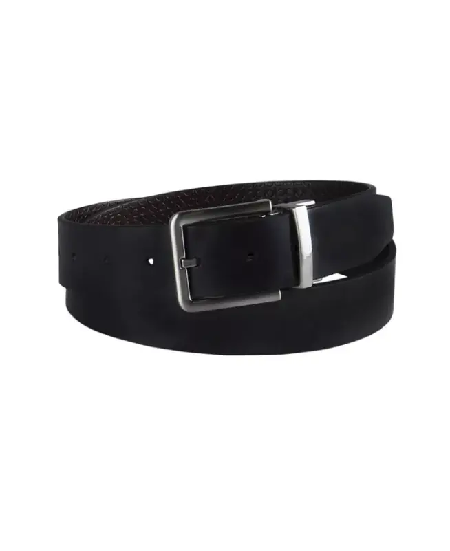 Men's Micro Logo Strap Reversible Casual Belt - Black/Black - 8