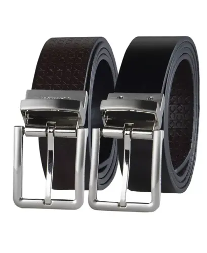 Men's Micro Logo Strap Reversible Casual Belt - Black/Black - 10