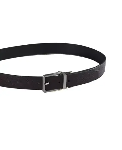 Men's Micro Logo Strap Reversible Casual Belt - Black/Black - 11