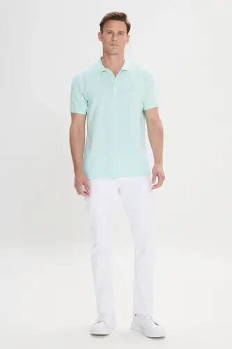 Erkek Mint Slim Fit Dar Kesim Polo Yaka %100 Pamuk Kısa Kollu Tişört - Mınt - Altınyıldız Classics (1)