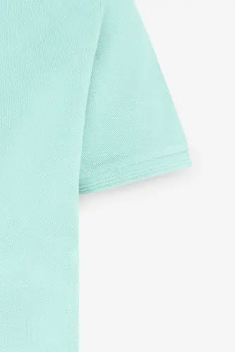 Erkek Mint Slim Fit Dar Kesim Polo Yaka %100 Pamuk Kısa Kollu Tişört - Mınt - 7