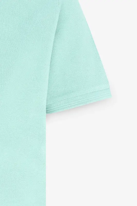 Erkek Mint Slim Fit Dar Kesim Polo Yaka %100 Pamuk Kısa Kollu Tişört - Mınt - 7