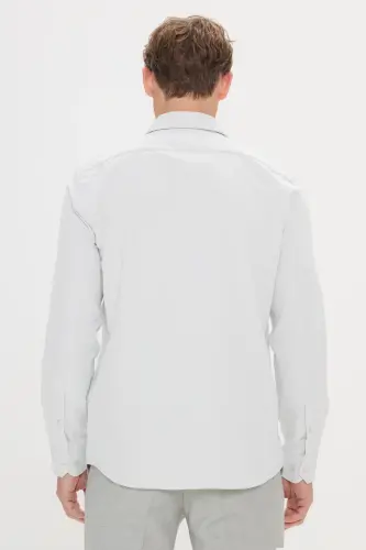 Erkek Mint Yeşil Kolay Ütülenebilir Slim Fit Dar Kesim Italyan Yaka Armürlü Gömlek-MINT YESIL - 6