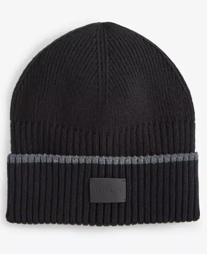 Men's Heritage Ribbed-knit Tipped Cuffed Beanie-Caviar - 1