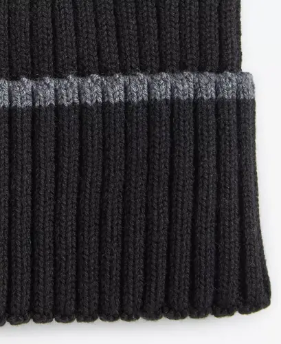 Men's Heritage Ribbed-knit Tipped Cuffed Beanie-Caviar - COLE HAAN (1)