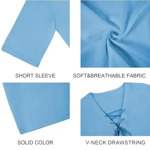 Men's Fashion Shirt Short Sleeve Beach V-Neck Drawstring Printing Yoga African Summer Top - 5