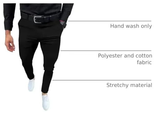 Erkek Modası Dar Kesim Elbise Pantolonu Günlük İş Skinny Streç Pantolon Golf Pantolonu - 3