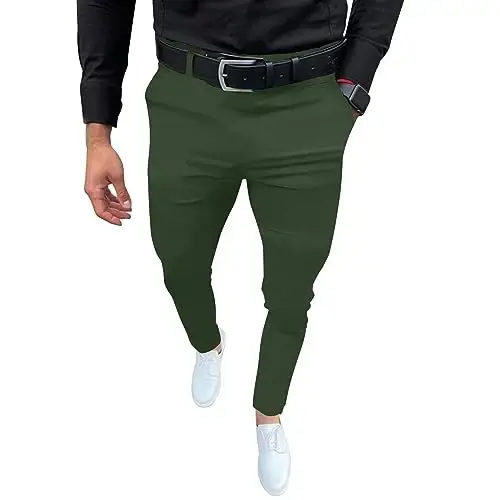Mens Fashion Slim Fit Dress Pants Casual Business Skinny Stretch Pants Golf Pants - 1