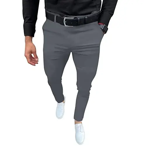 Mens Fashion Slim Fit Dress Pants Casual Business Skinny Stretch Pants Golf Pants - 1