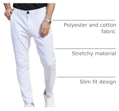 Erkek Modası Slim Fit Elbise Pantolonları Günlük İş Skinny Streç Pantolonlar Golf Pantolonları - 3