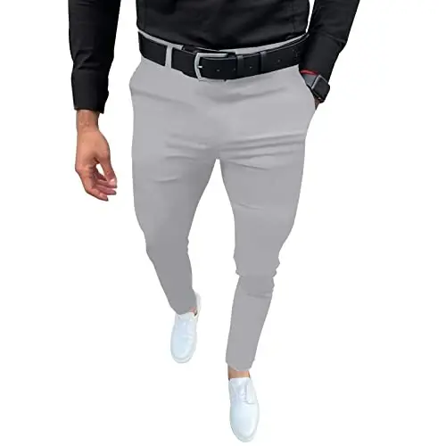 Percle Dress Pants for Men Business Casual Slacks Stretch Slim Fit Suit Pants 