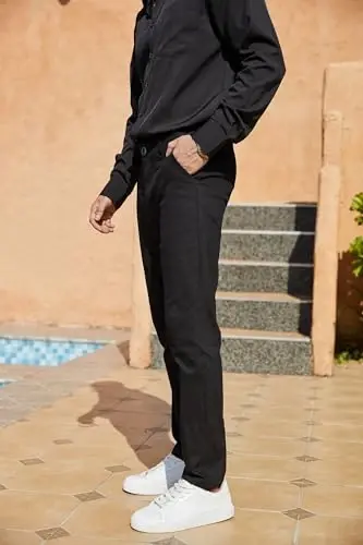 Mens Fashion Slim Fit Dress Pants Casual Business Skinny Stretch Pants Golf Pants - 4