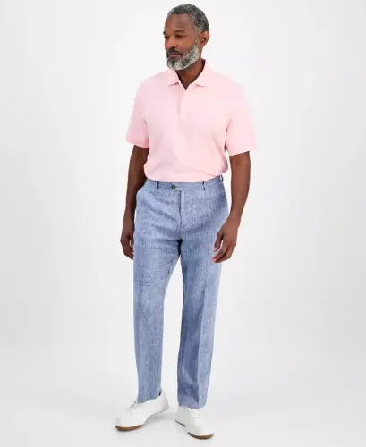 Men's Linen Cross-Dye Pants, Created for Modazone - Blue Chambray 