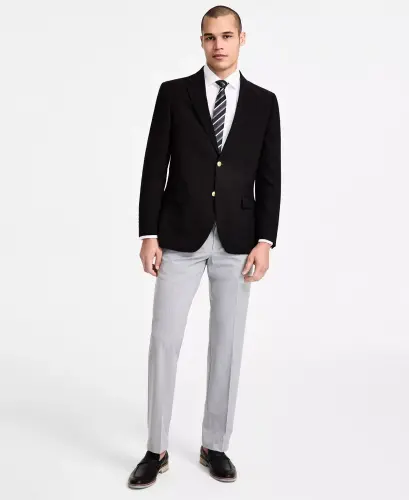 Men's Modern-Fit Active Stretch Solid Blazer - Black 