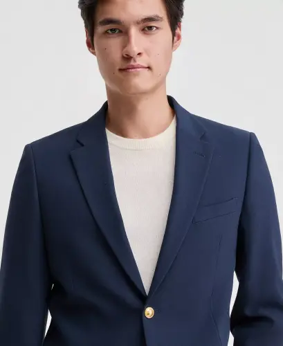 Men's Modern-Fit Active Stretch Solid Blazer - Navy - 3