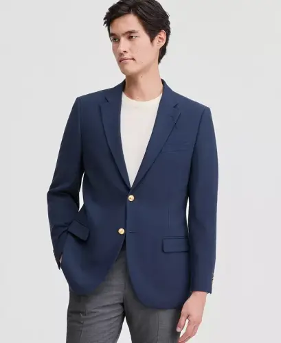 Men's Modern-Fit Active Stretch Solid Blazer - Navy 