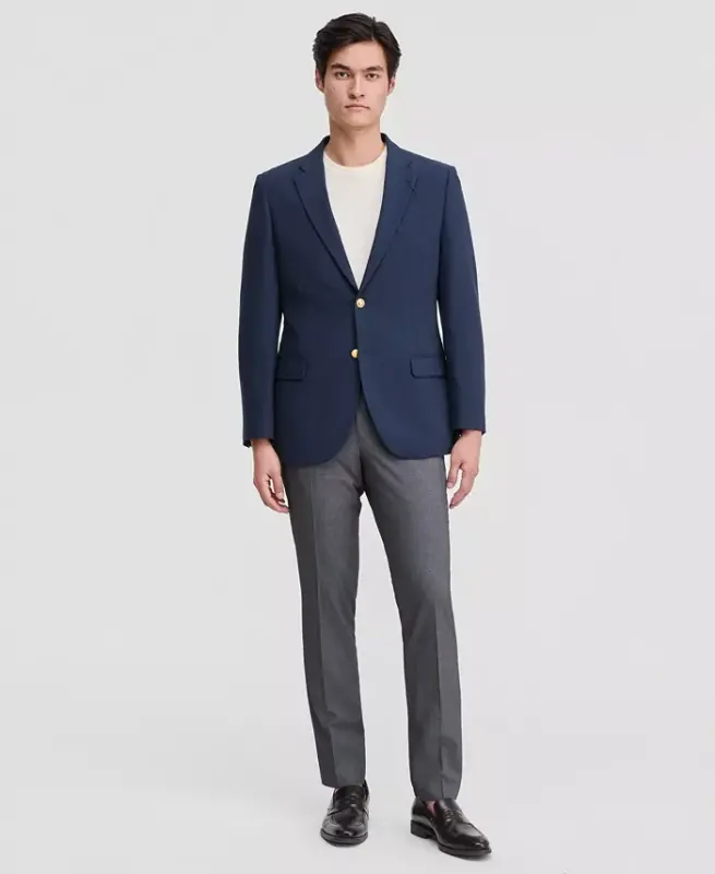 Men's Modern-Fit Active Stretch Solid Blazer - Navy - 4