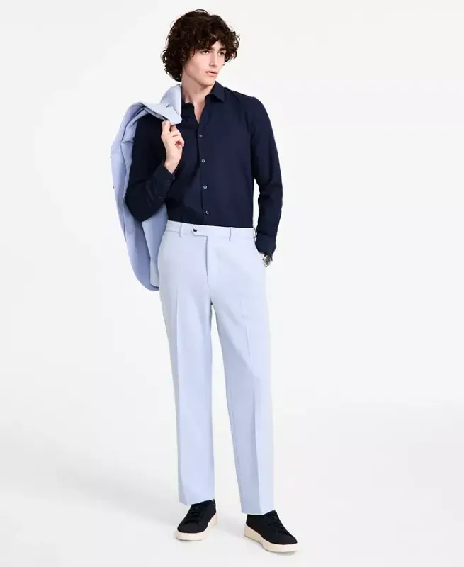 Men's Modern-Fit Bi-Stretch Nested Suit - Light Blue - 6