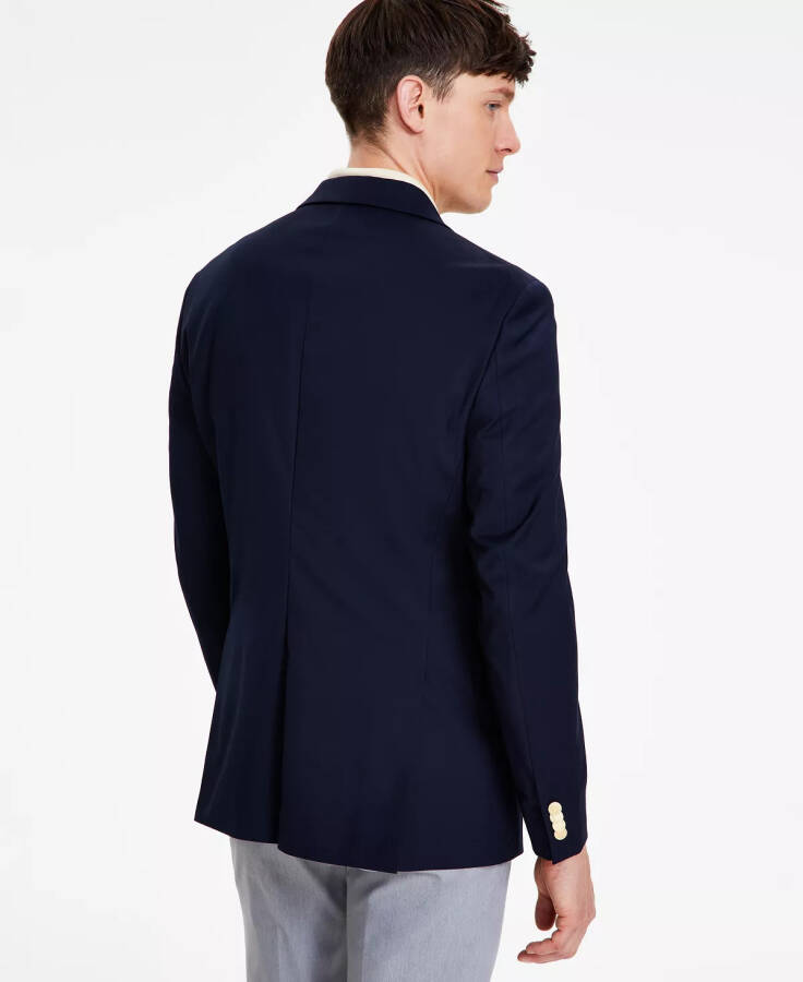 Erkek Modern Kesim Düz Donanma Blazer - 11