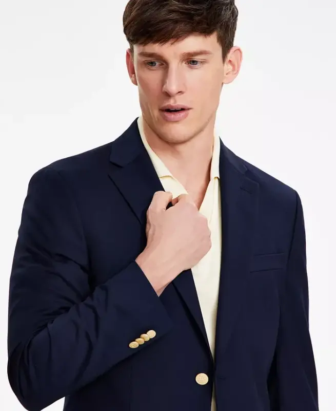 Men's Modern-Fit Solid Navy Blazer - Navy - 5