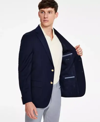 Men's Modern-Fit Solid Navy Blazer - Navy - 6