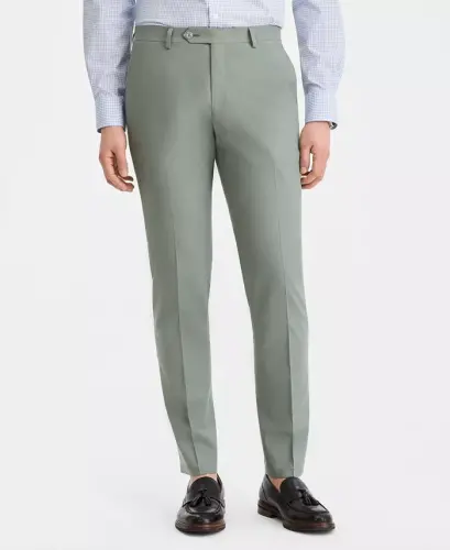 Men's Modern-Fit Linen Pants - Sage - 4
