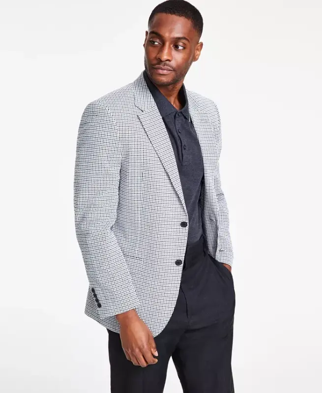Men's Modern-Fit Seersucker Blazer - Black/white - NAUTICA