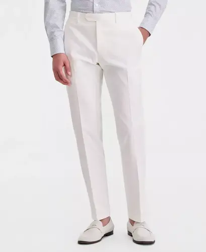 Men's Modern-Fit TH Flex Stretch Chambray Suit Separate Pants-White - 4