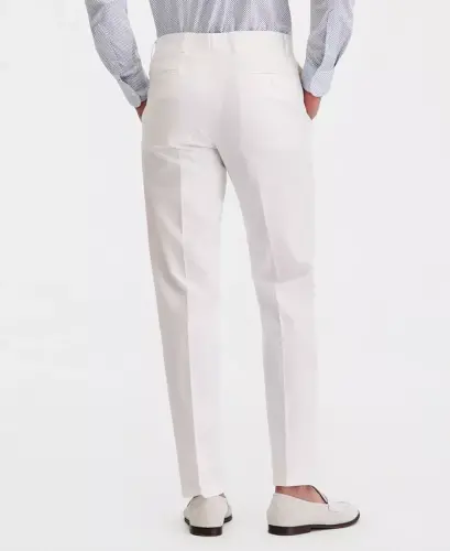 Men's Modern-Fit TH Flex Stretch Chambray Suit Separate Pants - White 