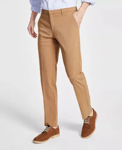 Men's Modern-Fit TH Flex Stretch Solid Performance Pants - Light Camel - 3