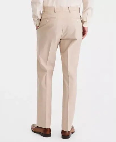Men's Modern-Fit TH Flex Stretch Chambray Suit Separate Pants - Tan - 3