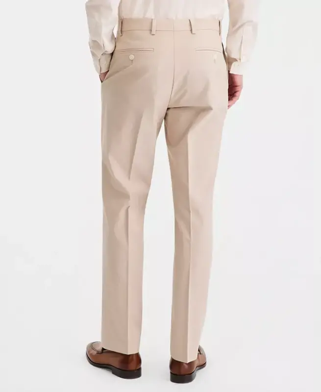 Men's Modern-Fit TH Flex Stretch Chambray Suit Separate Pants - Tan - 3