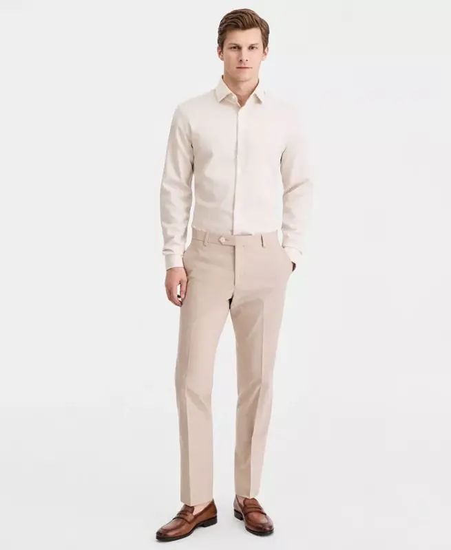 Men's Modern-Fit TH Flex Stretch Chambray Suit Separate Pants - Tan - 5