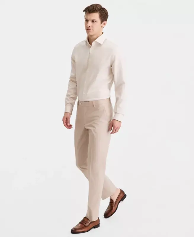 Men's Modern-Fit TH Flex Stretch Chambray Suit Separate Pants - Tan - 7