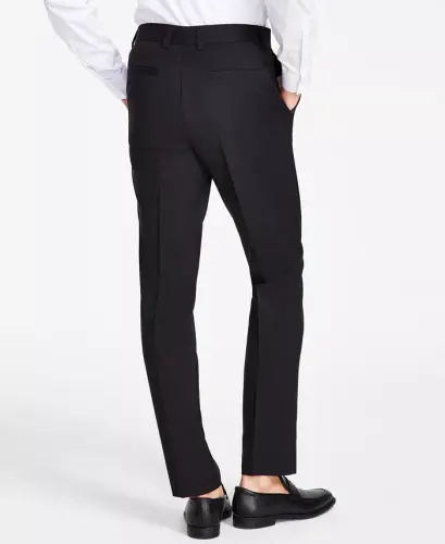 Erkek Modern Kesim Yün Pantolon - Siyah - 3
