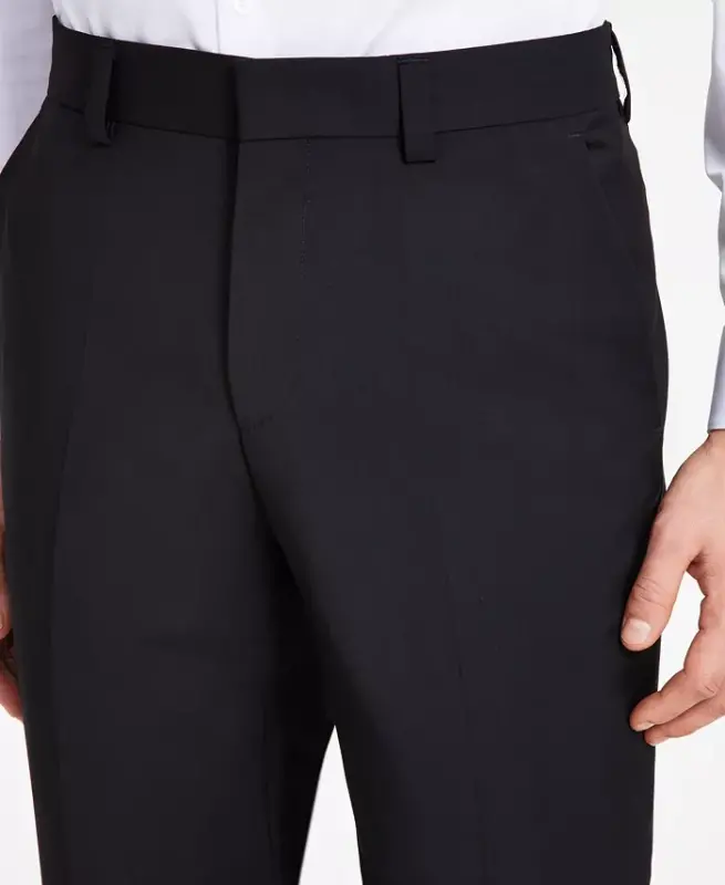 Erkek Modern Kesim Yün Pantolon - Siyah - 4