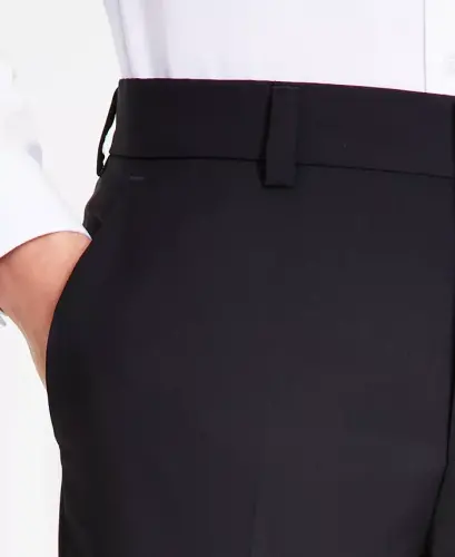 Erkek Modern Kesim Yün Pantolon - Siyah - 5