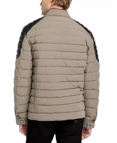 Men's Lightweight Quilted Jacket with Moto Detail-Walnut Shell - GUESS (1)