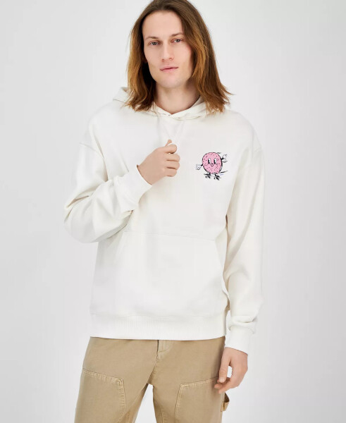 Erkek Namiko Uzun Kollu Grafik Kapüşonlu Sweatshirt Beyaz - 1