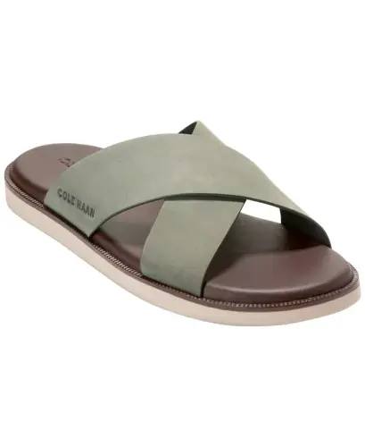 Erkek Nantucket Çapraz Bantlı Slip-On Terlik - Tozlu Zeytin Nubuk - 1