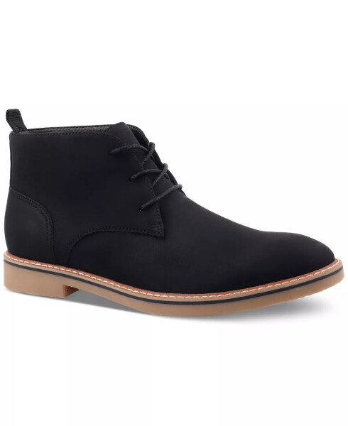 Erkek Nathan Suni Deri Bağcıklı Chukka Botları, Modazone Black için Oluşturuldu - 4