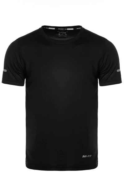 Erkek Nem Emici Hızlı Kuruma Atletik Teknik Performans Spor T-shirt-SİYAH - GHASSY CO (1)