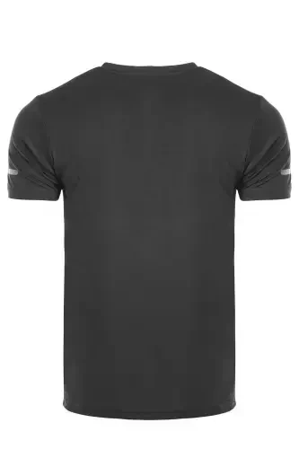 Erkek Nem Emici Hızlı Kuruma Atletik Teknik Performans Spor T-shirt-KOYU GRİ - 3